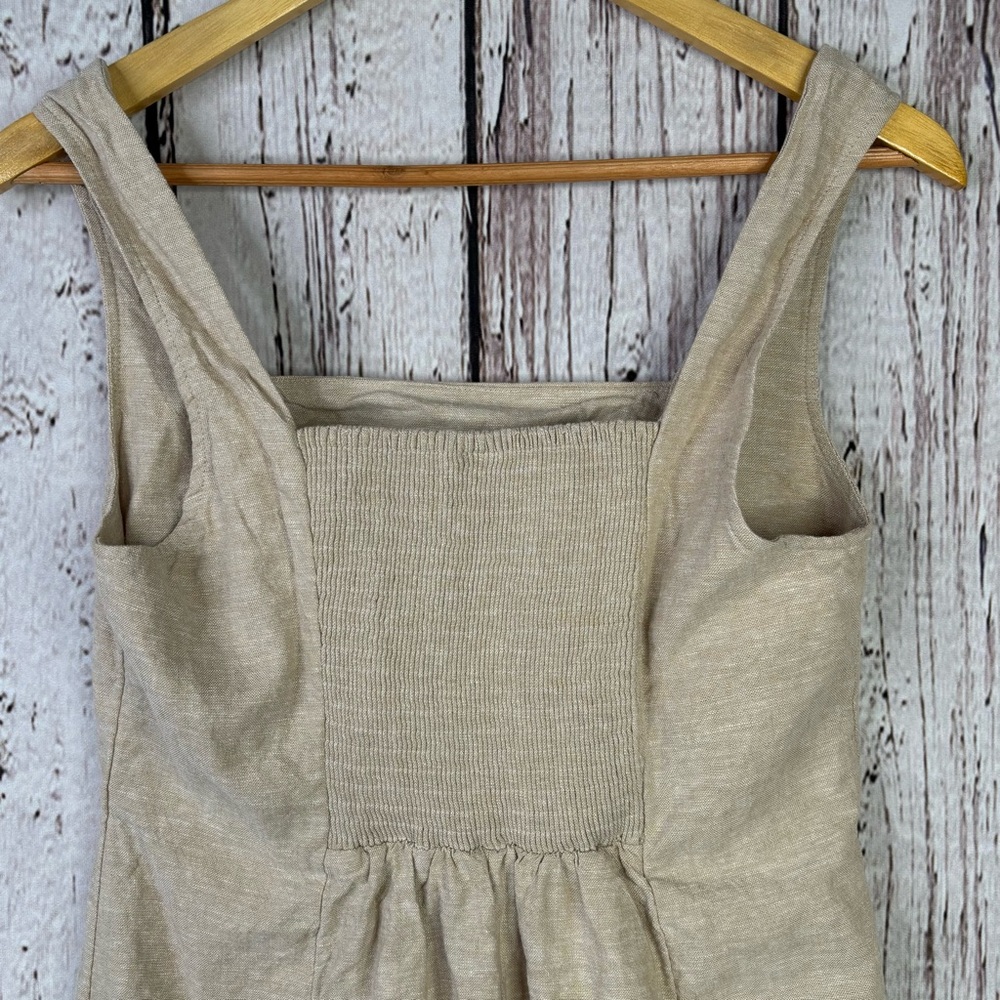 Old‎ Navy Size Medium Sleeveless Linen-Blend Midi Dress Flax Linen Square Neck - Picture 4 of 16